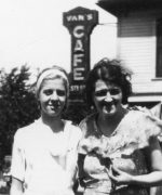 Exterior of Van's Cafe Showing Corner Sign ca 1934