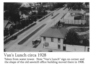 View of Van's Cafe from Water Tower ca 1928